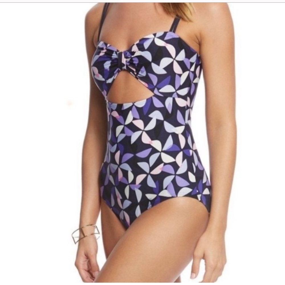 Kate Spade Pinwheel Spinner Cutout One Piece Swimsuit